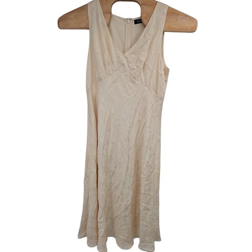 Lauren Ralph Lauren NWT Floral Jacquard Sleeveless Vneck Midi Dress Beige‎ 14